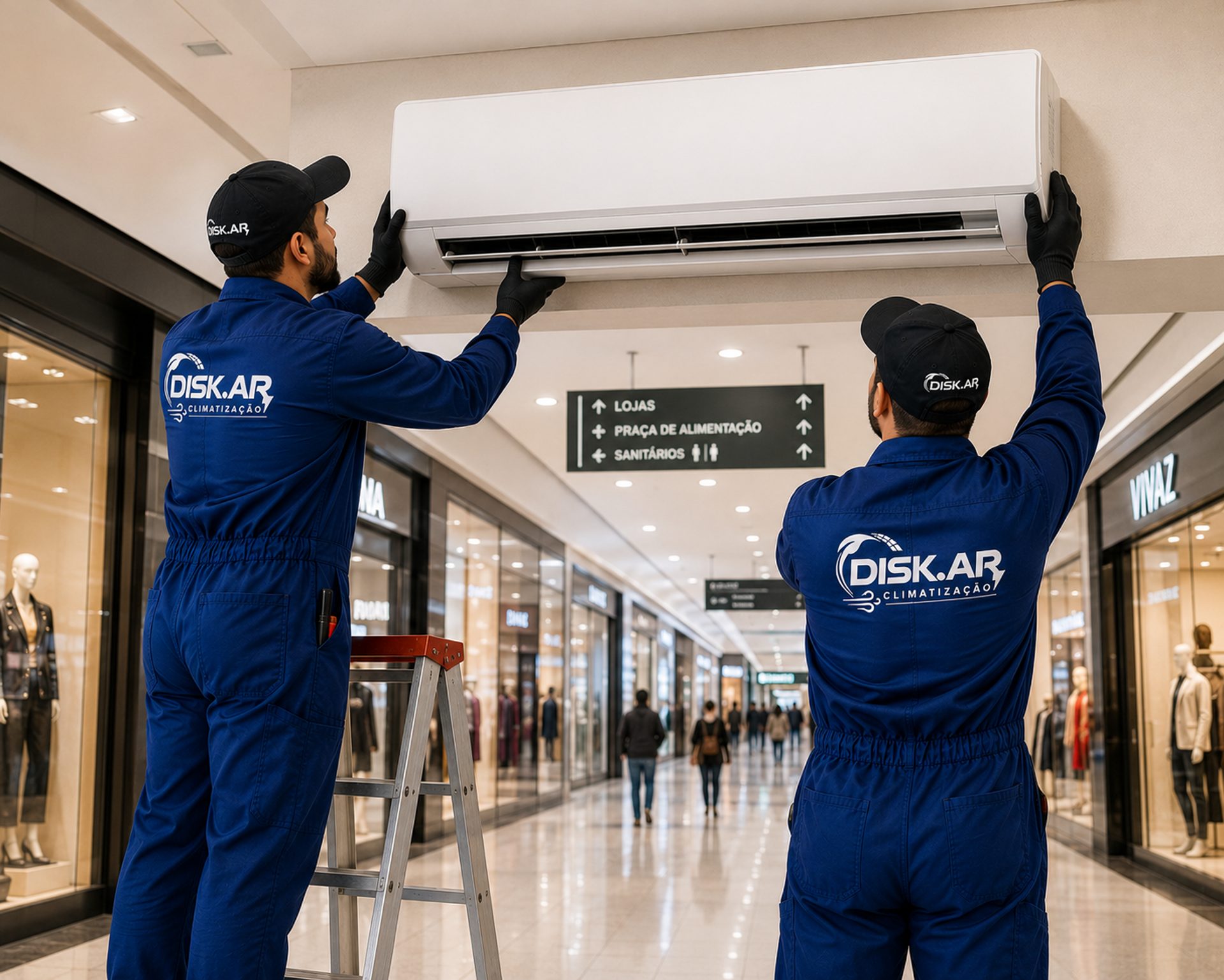 Equipe DISK.AR trabalhando em sistema de climatização